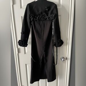 Heiress Black Two-Piece Rose-Petal Skirt Set. Jacket and skirt Sz S NWT.